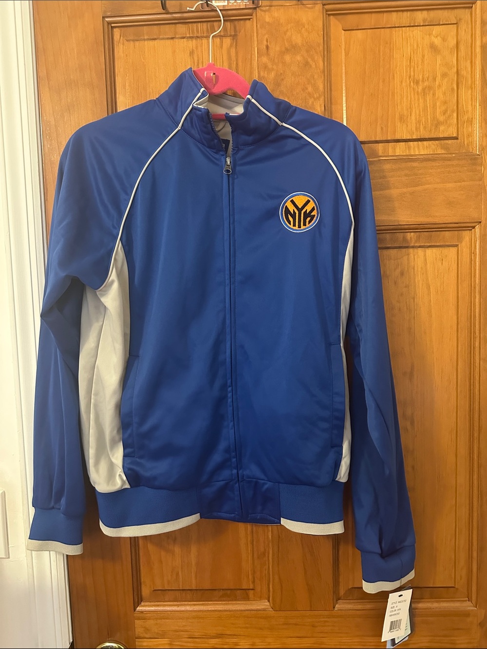 Knicks Blue Athletic Zip-Up Jacket with orange Logo